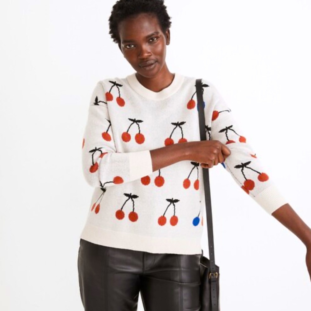 2for$50 Madewell Cherry Jacquard Pullover Sweater